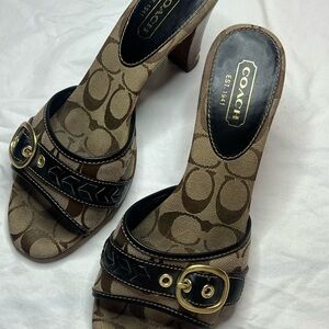 Coach Brown Heels with Signature Monogram